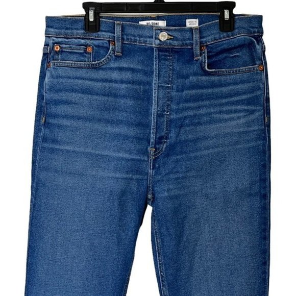 Re/Done NWT 90s Ultra High Rise Crop Jeans Distressed Women’s Size 32 Ankle - Picture 4 of 14